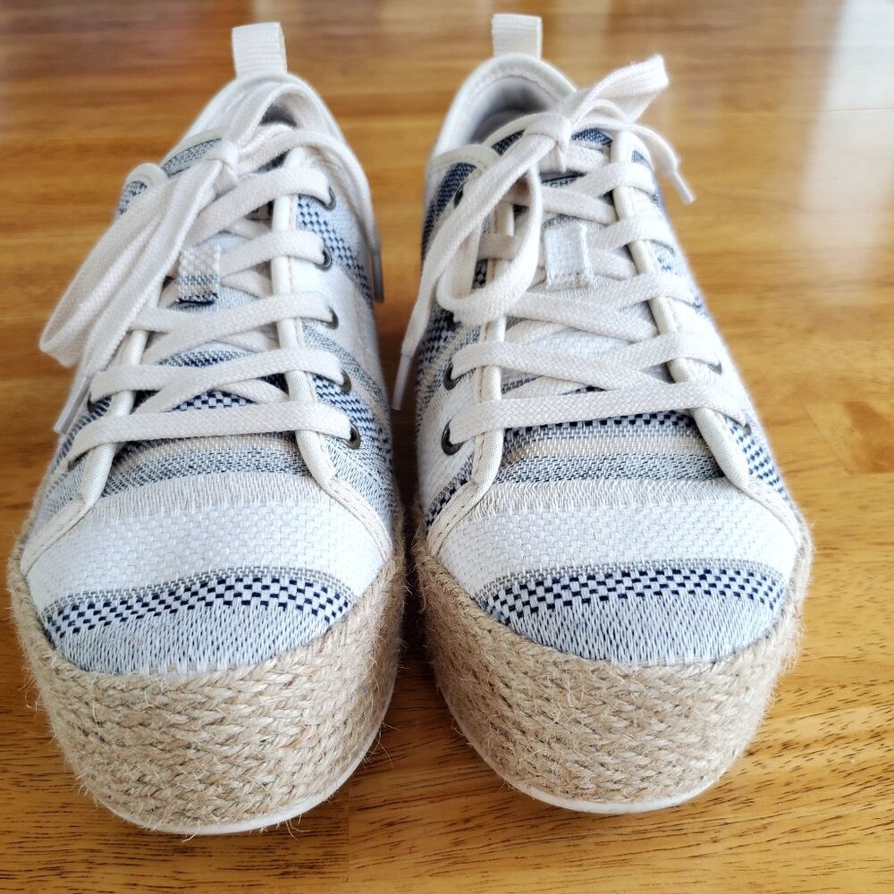 BOBS from Skechers Cream and Navy Espadrille Platform Sneakers